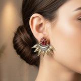 92.5 Silver Designer Dual Tone Earrings Ivanah Silver