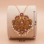 92.5 Silver Gold-Plated Twin Peacock Temple Pendant Ivanah Silver