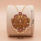 92.5 Silver Gold-Plated Twin Peacock Temple Pendant Ivanah Silver