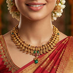 92.5 Silver Antique Gold Plated Lakshmi Mango Malai Necklace Ivanah Silver