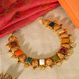 92.5 Silver Navaratna Gold Plated Necklace