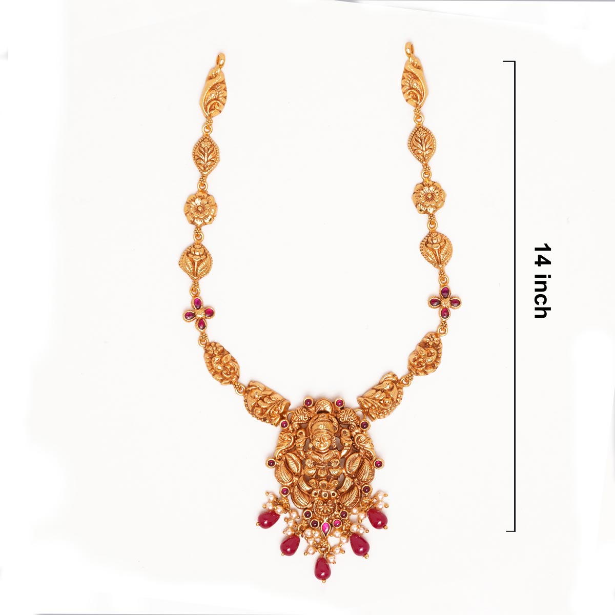 92.5 Silver Gold Plated Antique Lakshmi Temple Necklace Ivanah Silver