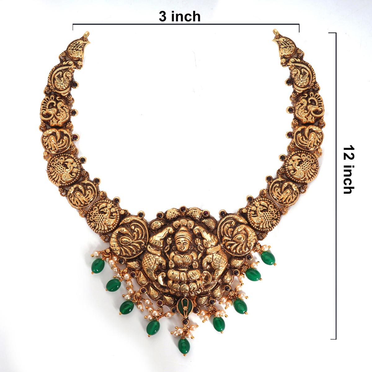 92.5 Silver Gold Plated Divine Lakshmi Peacock Heritage  Necklace Ivanah Silver