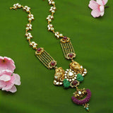92.5 Silver Opulent Peacock Charm Gold Plated Necklace  