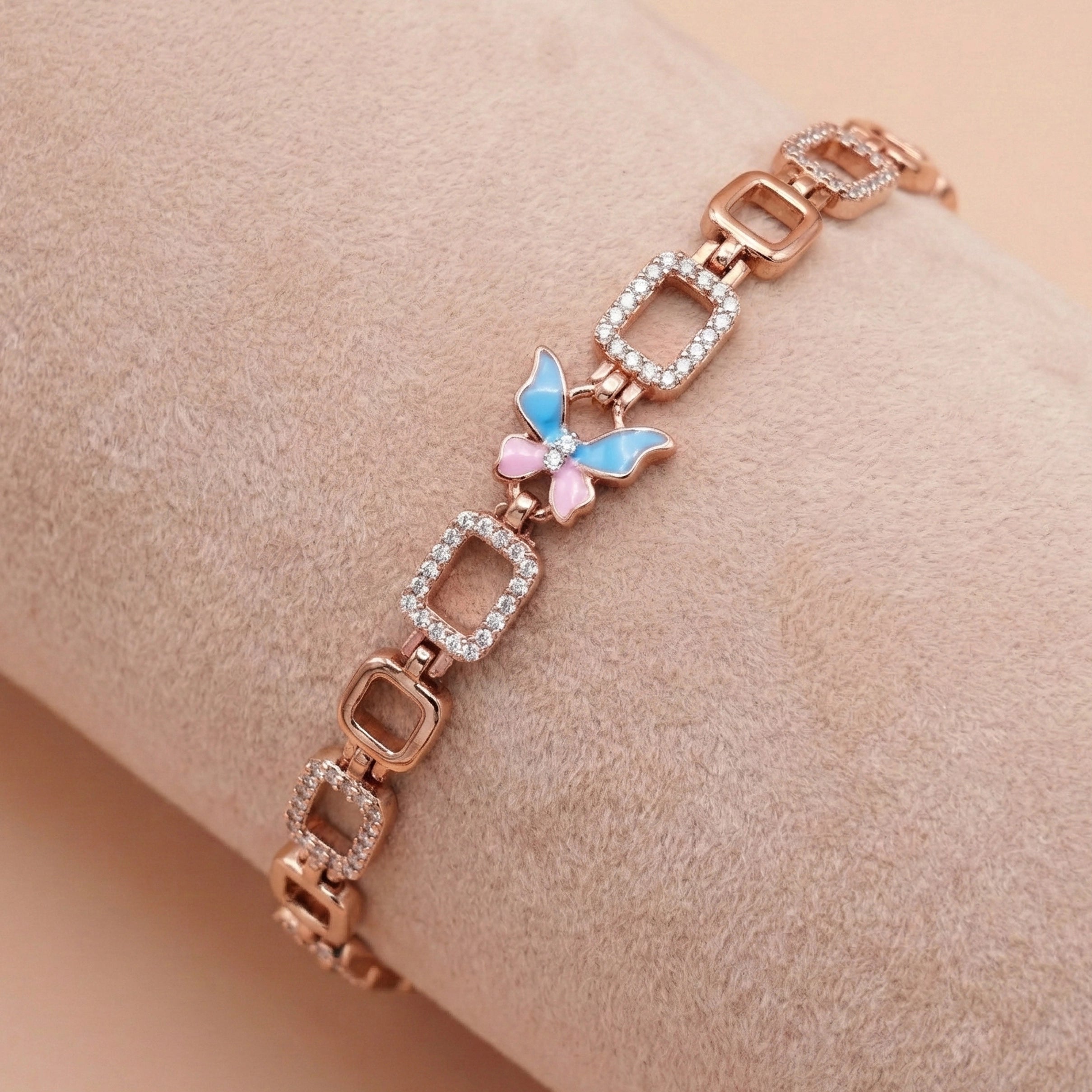92.5 Sterling Silver with Rose Gold Polish Charm Bracelet Ivanah Silver