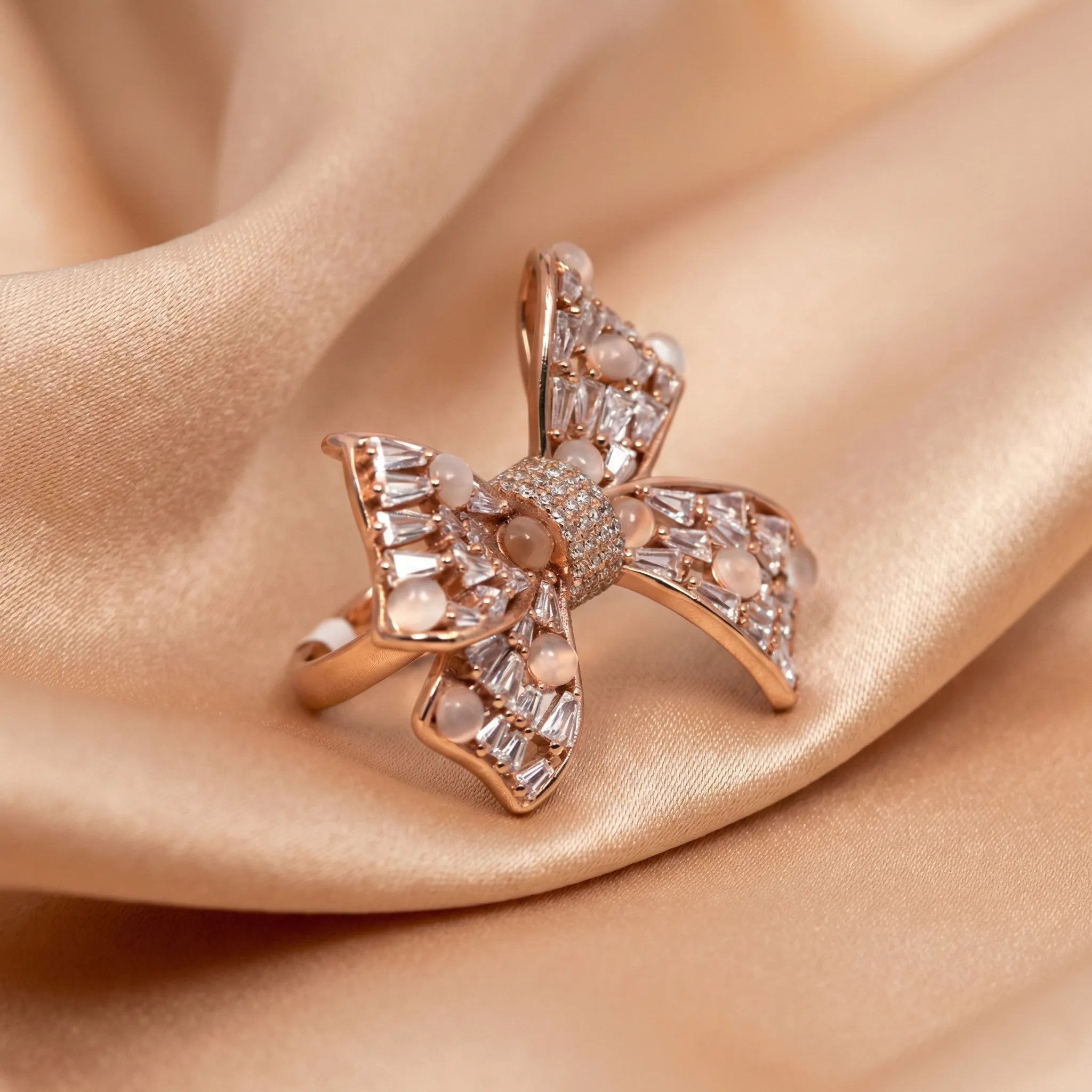 Rose Gold Ribbon Knot Ring | 92.5 Silver Statement Jewelry Ivanah Silver