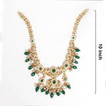 92.5 Silver Gold Plated Diamond Look Floral Design with Green Beads Ivanah Silver