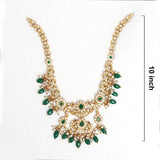 92.5 Silver Gold Plated Diamond Look Floral Design with Green Beads Ivanah Silver