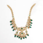 92.5 Silver Gold Plated Diamond Look Floral Design with Green Beads Ivanah Silver