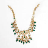 92.5 Silver Gold Plated Diamond Look Floral Design with Green Beads Ivanah Silver