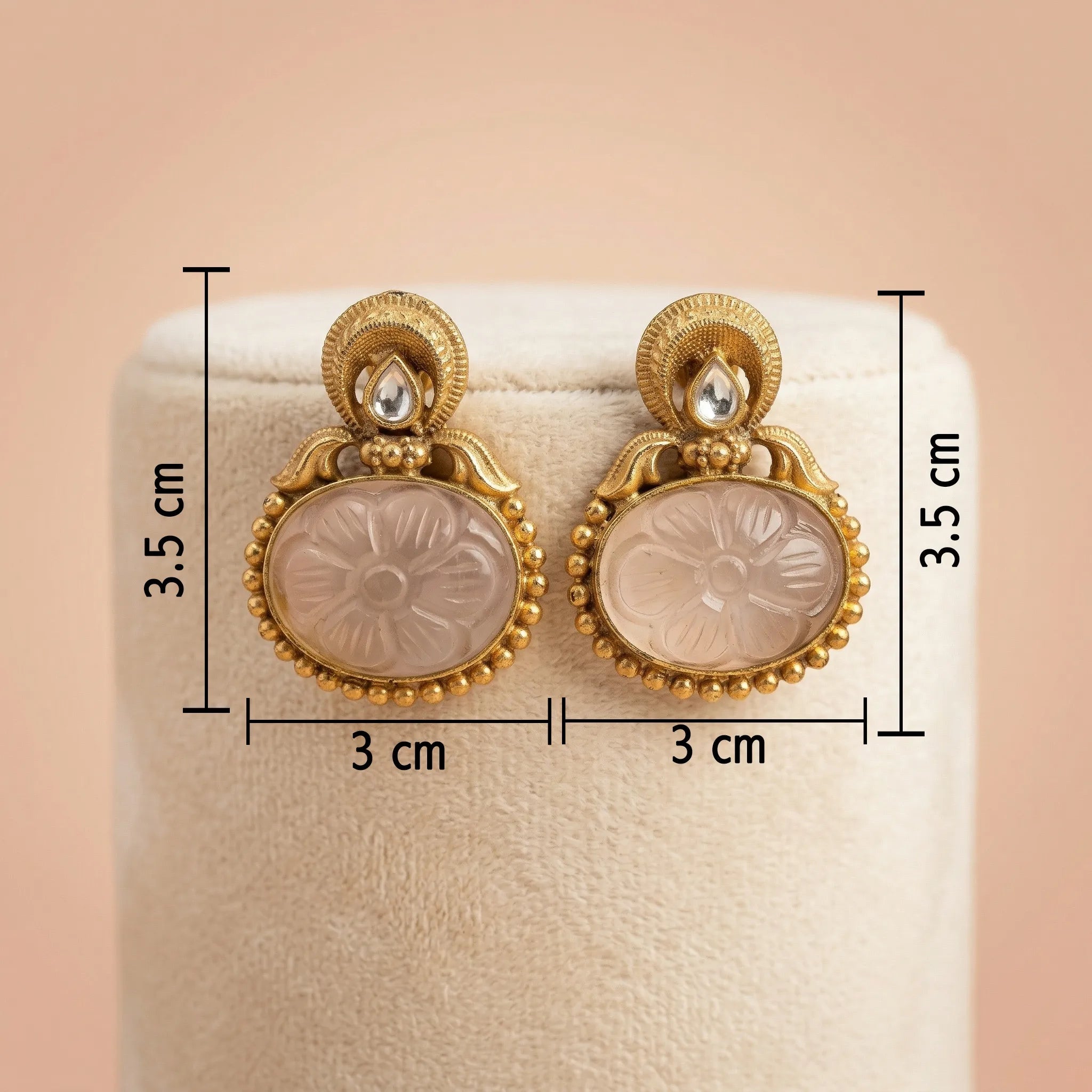 92.5 Silver Gold-Plated Carved Blush Floral Studs Ivanah Silver
