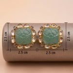 92.5 Silver Gold-Plated Carved Green Stone Stud Ivanah Silver