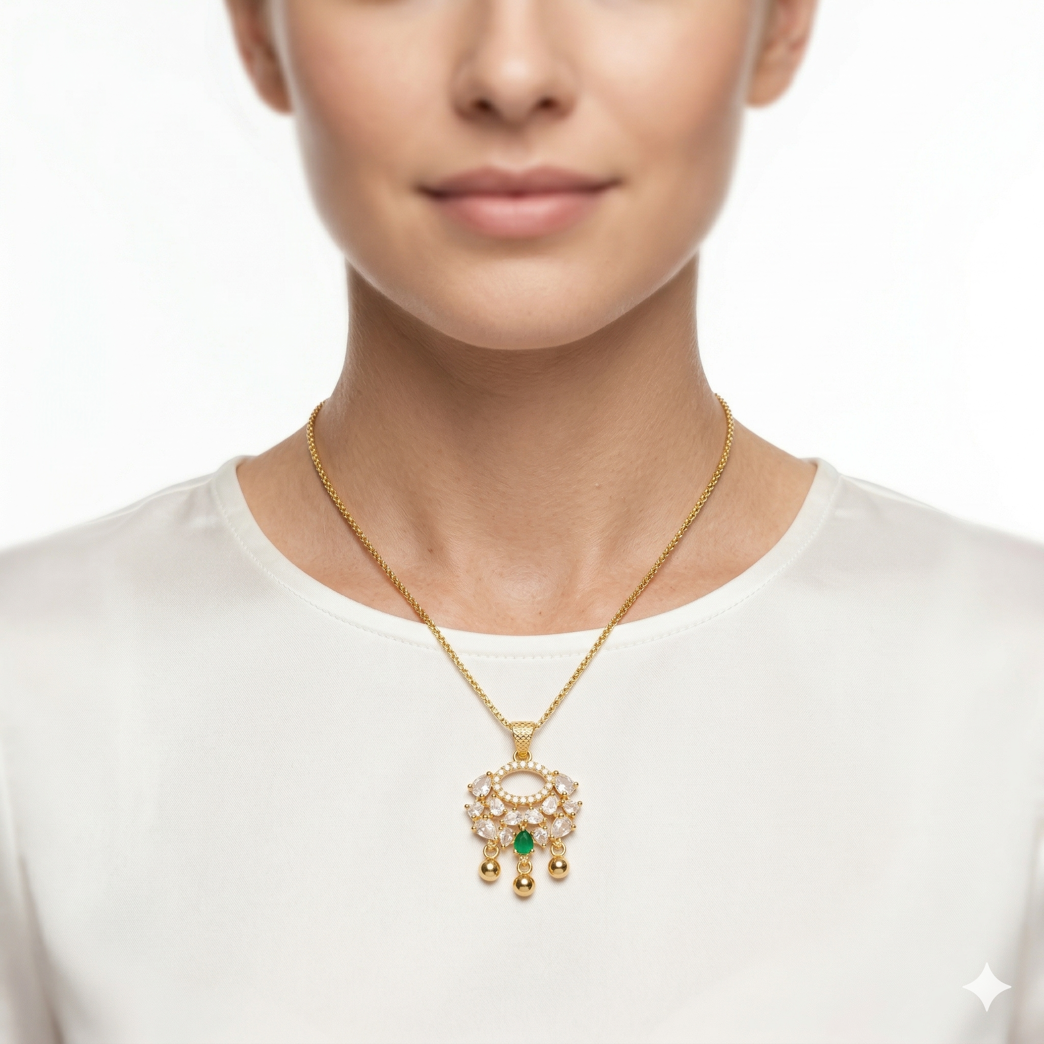 Ornate Gold-Toned Chandelier Statement Pendant Ivanah Silver