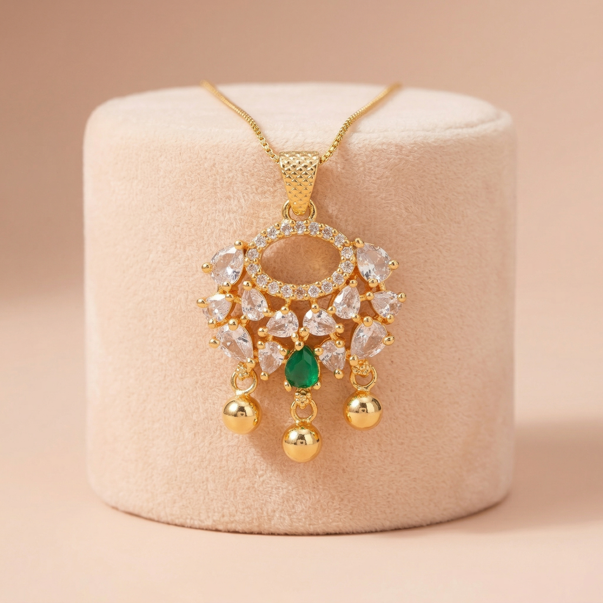 Ornate Gold-Toned Chandelier Statement Pendant Ivanah Silver