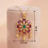 Traditional Gold-Toned Circular Multi-Stone Pendant Ivanah Silver