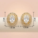 92.5 Silver Gold-Plated Oval Solitaire Halo Stud Ivanah Silver