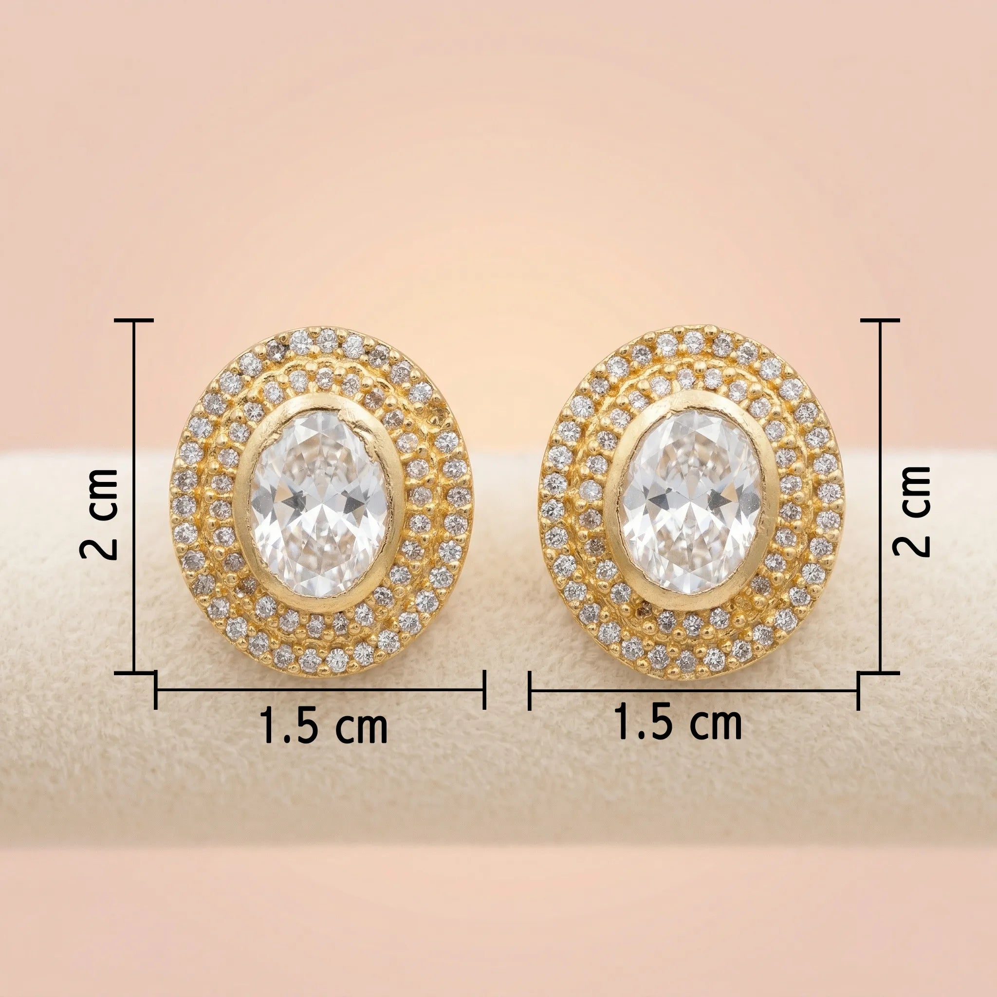 92.5 Silver Gold-Plated Oval Solitaire Halo Stud Ivanah Silver