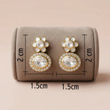 Gold-Plated 92.5 Silver Floral Crystal Halo Drop Stud Ivanah Silver