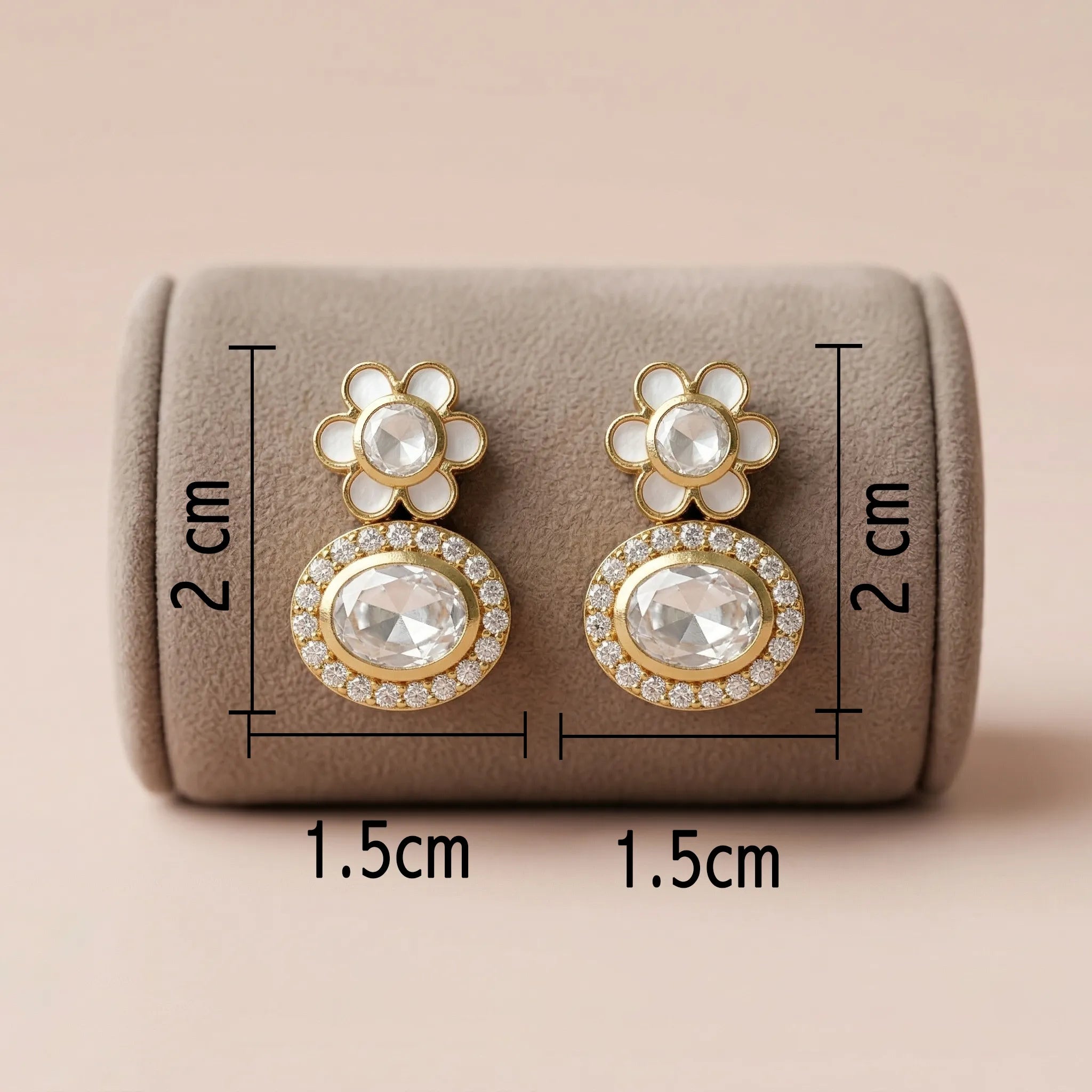 Gold-Plated 92.5 Silver Floral Crystal Halo Drop Stud Ivanah Silver