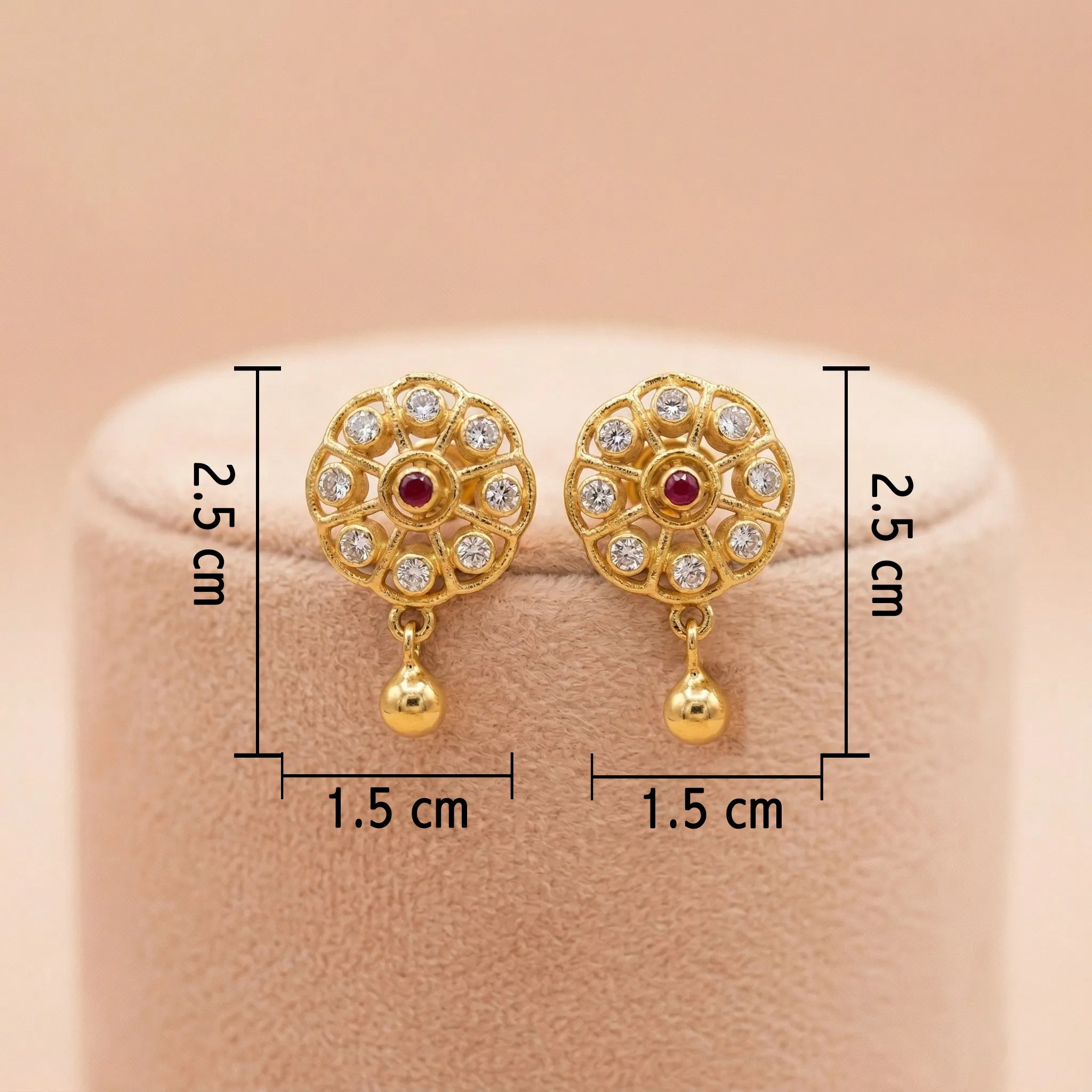 92.5 Silver Gold-Plated Floral Bead Stud Ivanah Silver