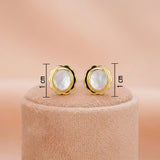 Gold-Plated 92.5 Silver Scalloped Oval Pearlescent Stud Ivanah Silver