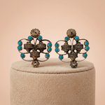 Antique Gold Turquoise Tribal Filigree Earrings Ivanah Silver