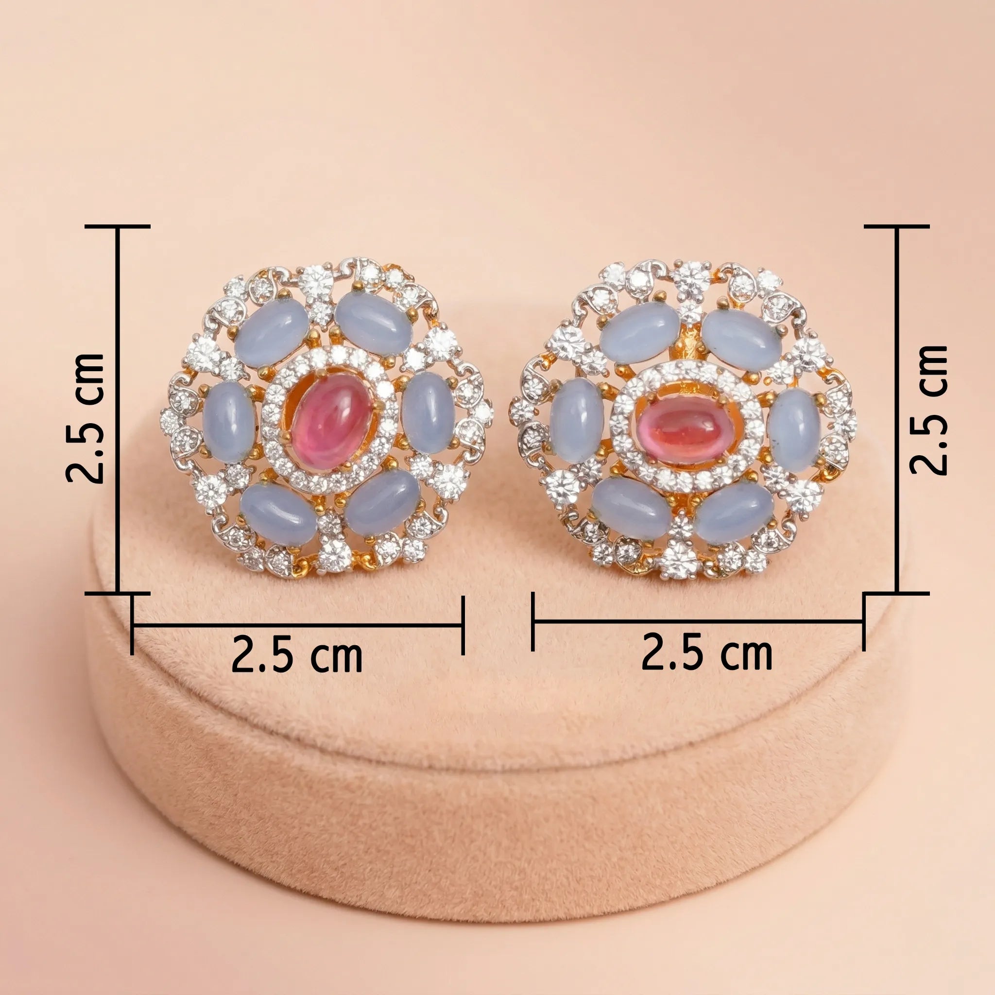 92.5 Gold-Plated Silver Pastel Floral Statement Studs Ivanah Silver