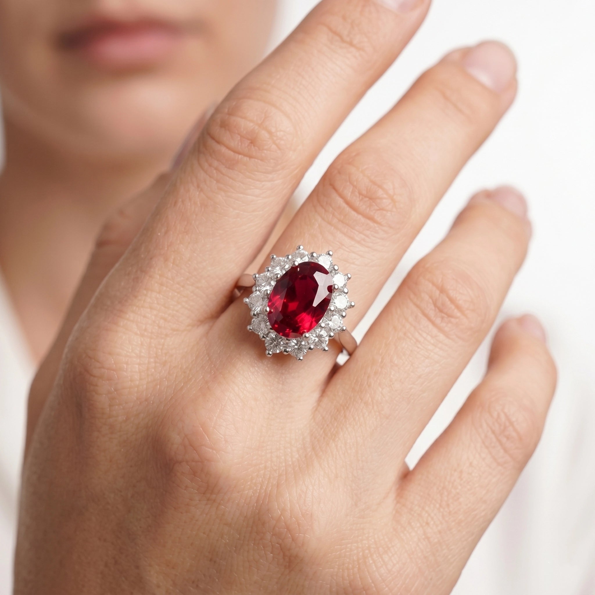 92.5 Silver Red Oval Ring Ivanah Silver
