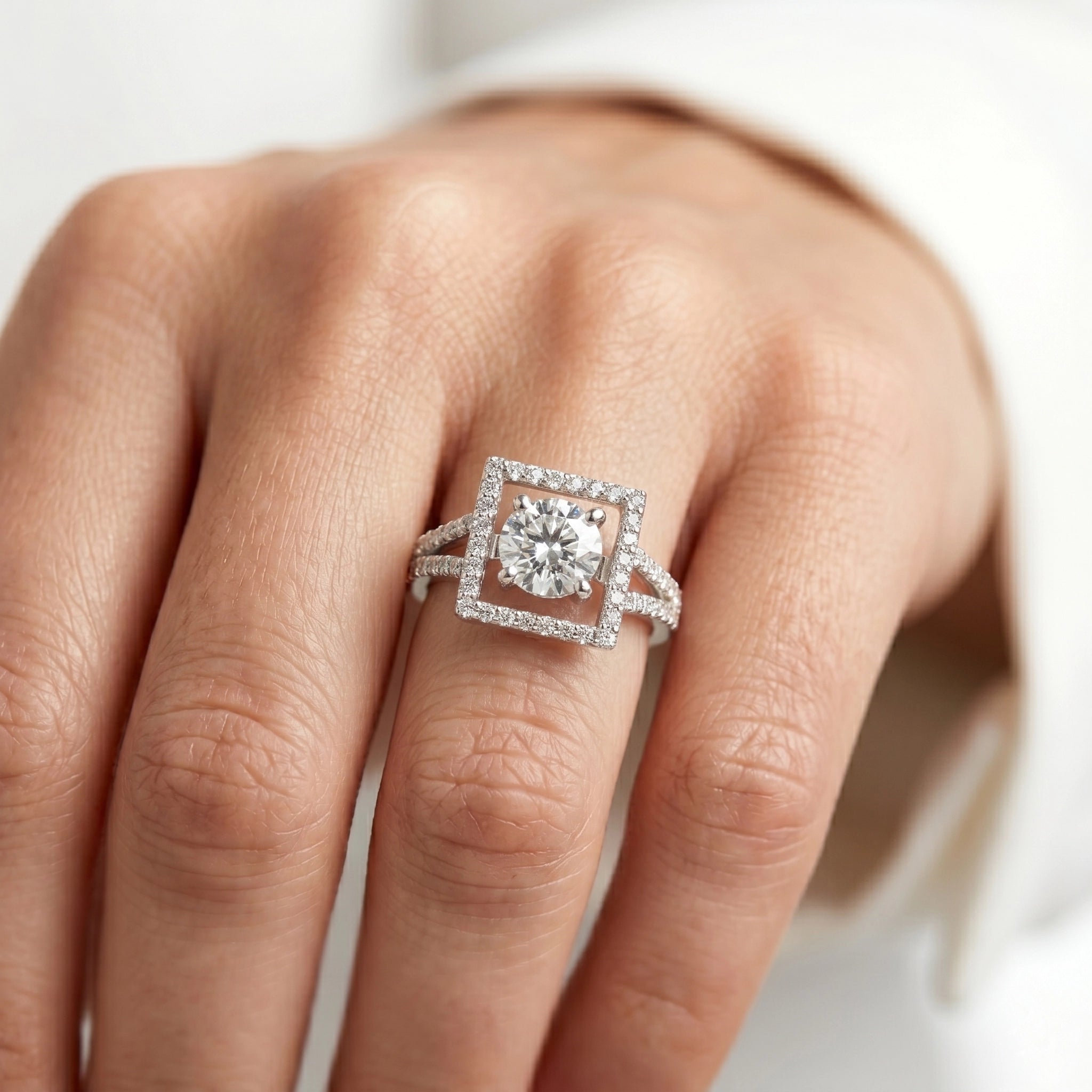 92.5 Silver Square Framed Ring Ivanah Silver