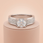 Elegant Round Brilliant Pavé Solitaire Ring Ivanah Silver