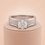 Elegant Round Brilliant Pavé Solitaire Ring Ivanah Silver
