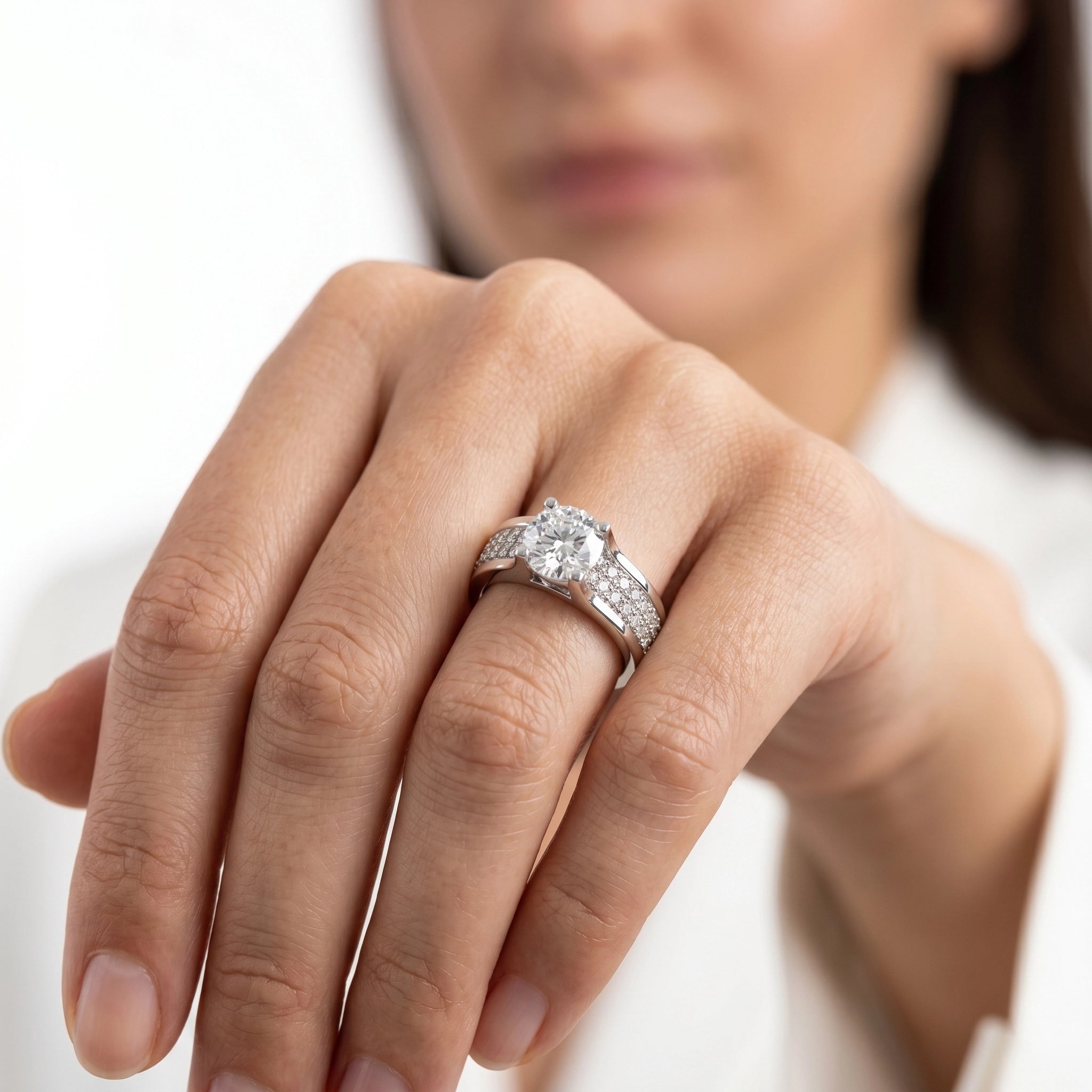 92.5 Silver Crystal Solitaire Ring Ivanah Silver