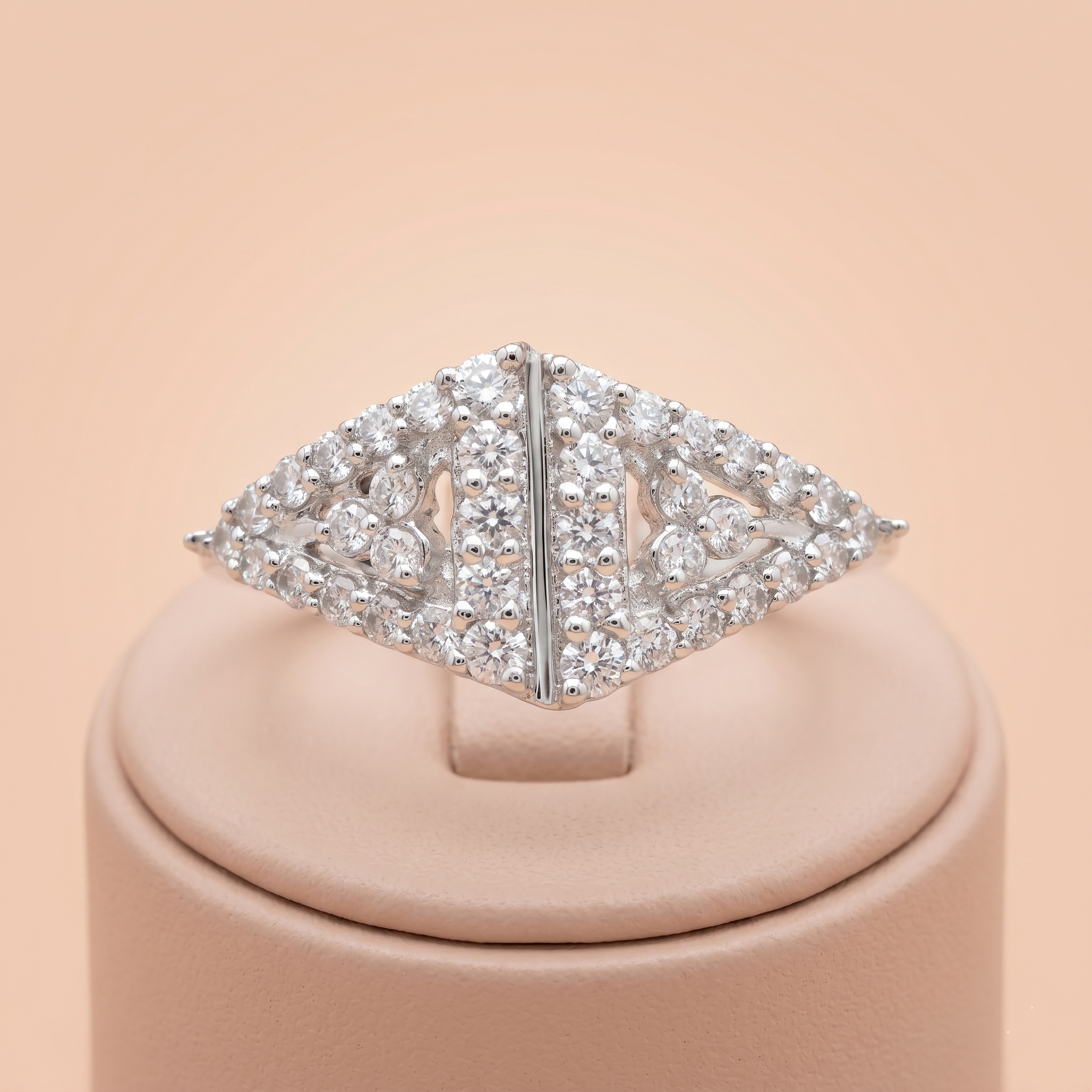 Elegant Geometric Cluster Statement Ring Ivanah Silver