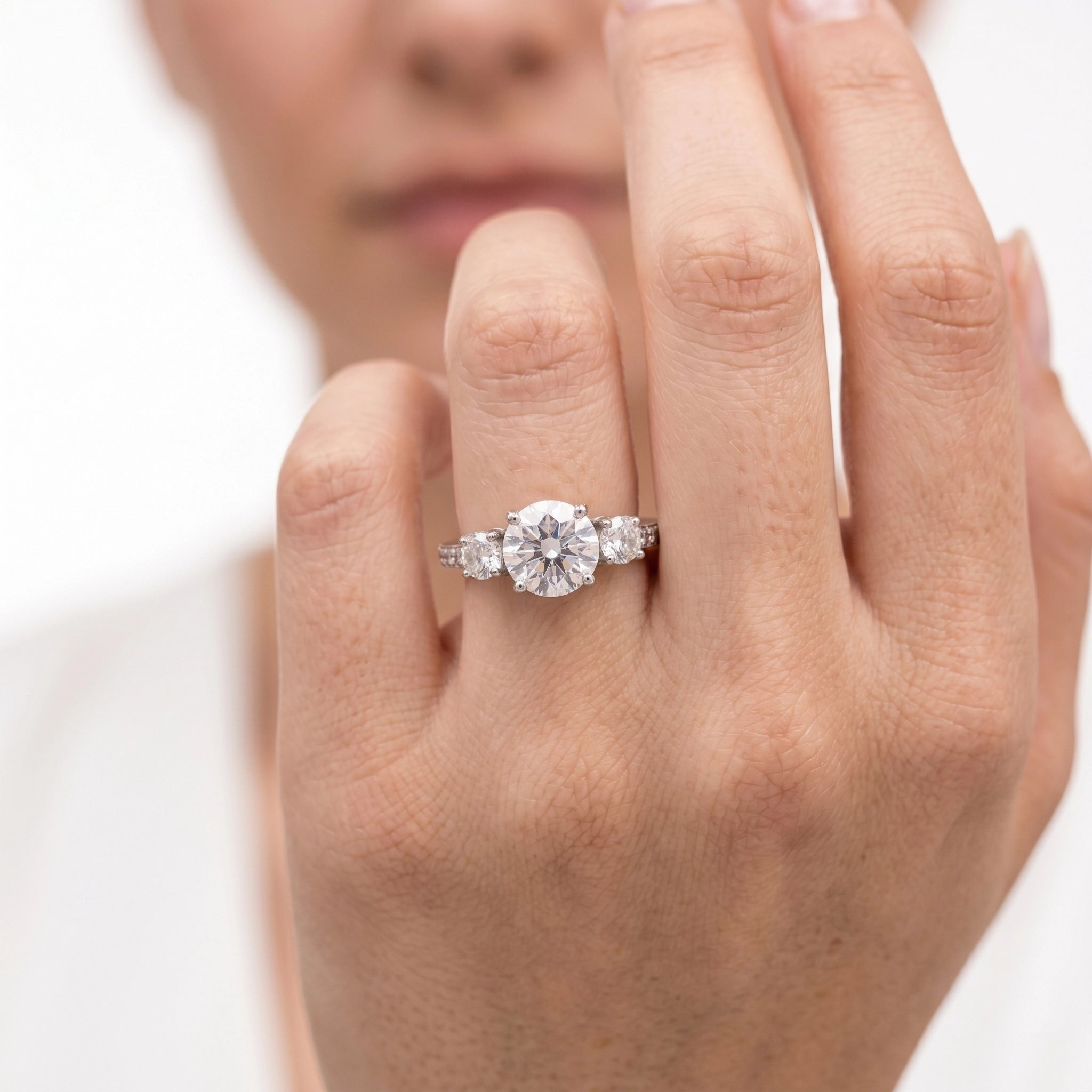 92.5 Silver Three-Stone Solitaire Ring Ivanah Silver