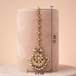 Antique Gold Kundan & Pearl Crescent Maang Tikka Ivanah Silver