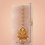 Antique Gold Goddess Lakshmi Temple Maang Tikka with Pearls Ivanah Silver