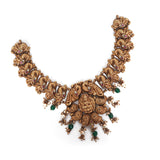 92.5 Silver Gold Plated Divine Lakshmi Peacock Heritage  Necklace Ivanah Silver