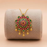92.5 Gold Plated Silver Ruby & Emerald Floral Pendant Ivanah Silver