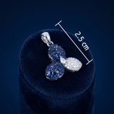 Sapphire Blue and Pavé Crystal Floral Cluster Pendant Ivanah Silver