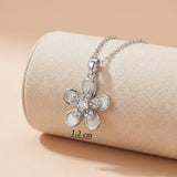 Blooming Grace" Necklace – 92.5 Silver Flower Pendant with White Inlay Ivanah Silver