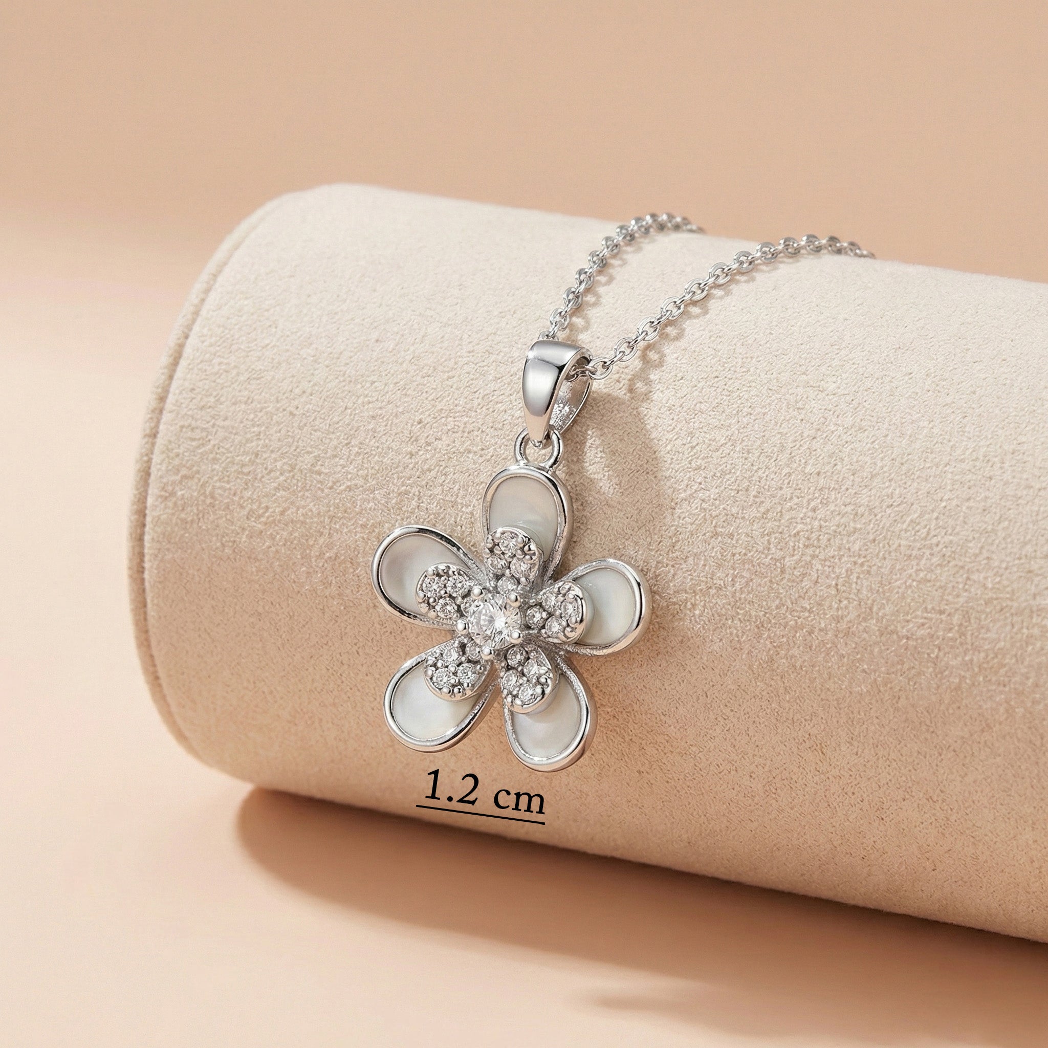 Blooming Grace" Necklace – 92.5 Silver Flower Pendant with White Inlay Ivanah Silver