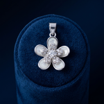 White Enamel and Cubic Zirconia Flower Pendant in Silver Finish Ivanah Silver