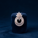 Rose Gold Crescent Floral Pendant with Baguette and Pavé Crystals Ivanah Silver