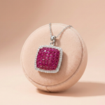 The Crimson Cushion: 92.5 Silver & Ruby Red Mosaic Pendant Ivanah Silver