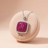 The Crimson Cushion: 92.5 Silver & Ruby Red Mosaic Pendant Ivanah Silver