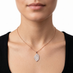Rose Gold Diamond-Style Leaf Pendant Ivanah Silver