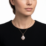 Rose Gold Pear & Baguette Crystal Pendant Ivanah Silver