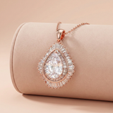 Rose Gold Vermeil & Crystal Sunburst Teardrop Pendant Ivanah Silver