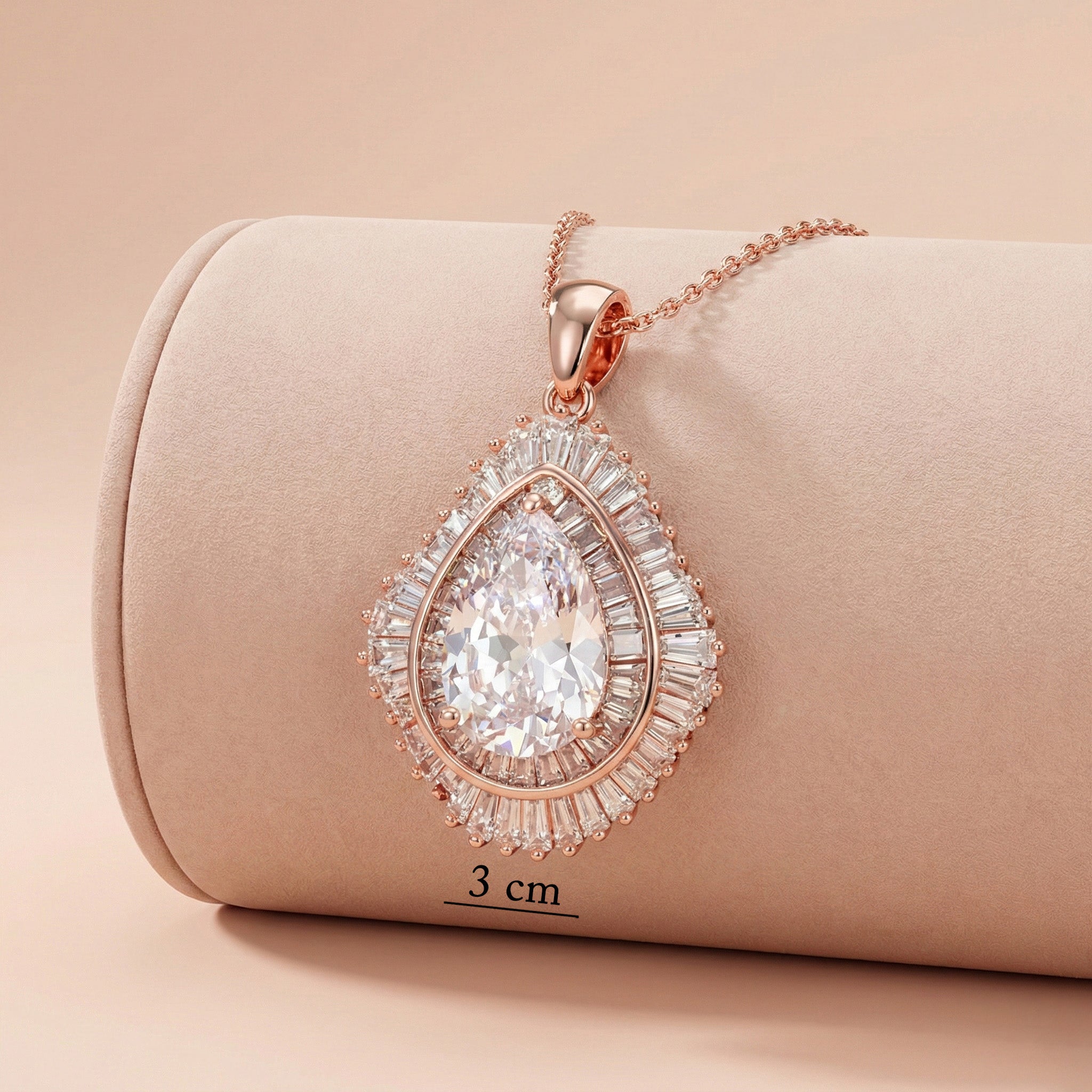 Rose Gold Vermeil & Crystal Sunburst Teardrop Pendant Ivanah Silver