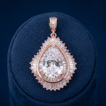 Rose Gold Pear & Baguette Crystal Pendant Ivanah Silver